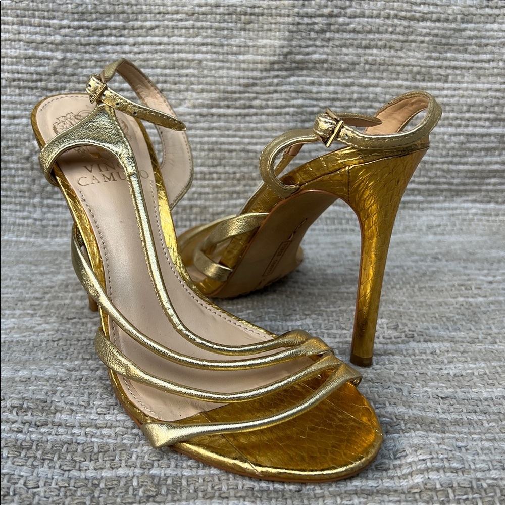 Vince Camuto Metallic Gold Strappy Heels size 6